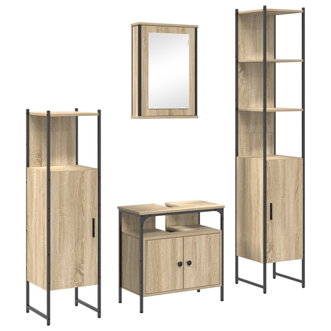 vidaXL Bathroom Furniture Set 4 pcs Sonoma oak 33 x 33 x 185.5 cm