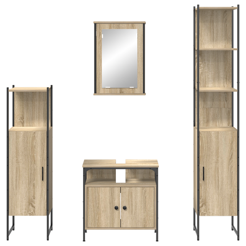 vidaXL Bathroom Furniture Set 4 pcs Sonoma oak 33 x 33 x 185.5 cm