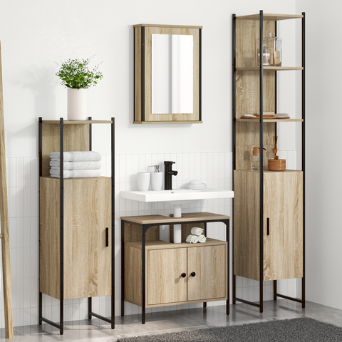 vidaXL Bathroom Furniture Set 4 pcs Sonoma oak 33 x 33 x 185.5 cm