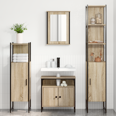 vidaXL Bathroom Furniture Set 4 pcs Sonoma oak 33 x 33 x 185.5 cm