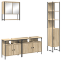 vidaXL Bathroom Furniture Set with Shelf Wall-mounted with Storage with Door with Mirror 4 pcs Sonoma oak Medium