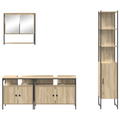 vidaXL Bathroom Furniture Set with Shelf Wall-mounted with Storage with Door with Mirror 4 pcs Sonoma oak Medium