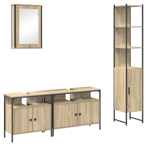 vidaXL Bathroom Furniture Set 4 pcs Sonoma oak 33 x 33 x 185.5 cm