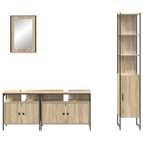 vidaXL Bathroom Furniture Set 4 pcs Sonoma oak 33 x 33 x 185.5 cm