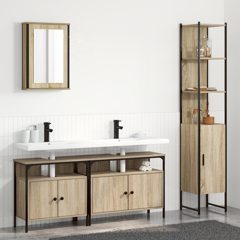 vidaXL Bathroom Furniture Set 4 pcs Sonoma oak 33 x 33 x 185.5 cm