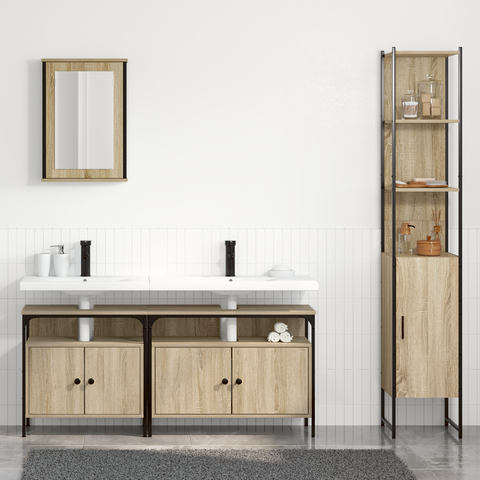vidaXL Bathroom Furniture Set 4 pcs Sonoma oak 33 x 33 x 185.5 cm