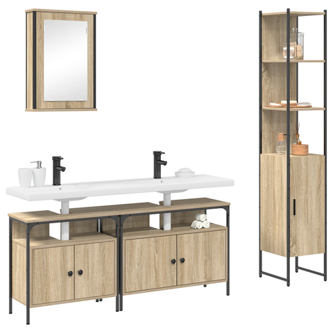 vidaXL Bathroom Furniture Set 4 pcs Sonoma oak 33 x 33 x 185.5 cm