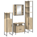 vidaXL Bathroom Furniture Set with Shelf Wall-mounted Other with Storage with Door with Mirror 4 pcs Sonoma oak