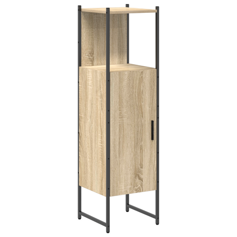 vidaXL Bathroom Furniture Set with Shelf Wall-mounted Other with Storage with Door with Mirror 4 pcs Sonoma oak
