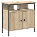 vidaXL Bathroom Furniture Set with Shelf Wall-mounted Other with Storage with Door with Mirror 4 pcs Sonoma oak