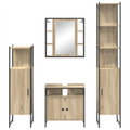 vidaXL Bathroom Furniture Set with Shelf Wall-mounted Other with Storage with Door with Mirror 4 pcs Sonoma oak