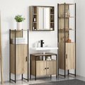 vidaXL Bathroom Furniture Set with Shelf Wall-mounted Other with Storage with Door with Mirror 4 pcs Sonoma oak