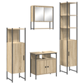 vidaXL Bathroom Furniture Set with Shelf Wall-mounted with Storage with Mirror 4 pcs Sonoma oak Standard