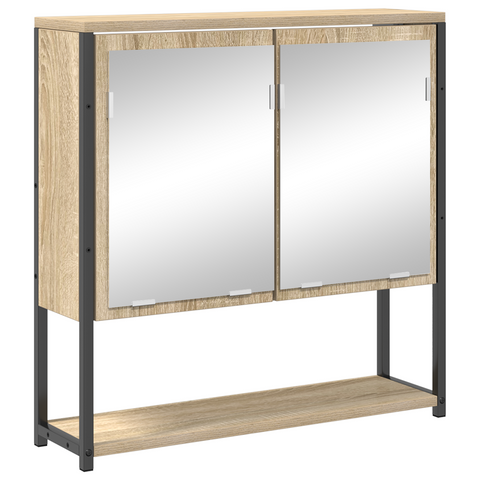 vidaXL Bathroom Furniture Set with Shelf Wall-mounted with Storage with Mirror 4 pcs Sonoma oak Standard