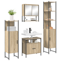 vidaXL Bathroom Furniture Set with Shelf Wall-mounted with Storage with Mirror 4 pcs Sonoma oak Standard