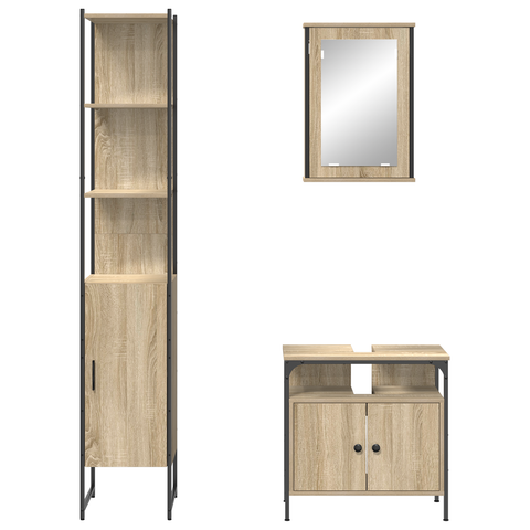 vidaXL Bathroom Furniture Set 3 pcs Sonoma oak 33 x 33 x 185.5 cm