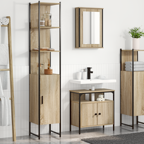 vidaXL Bathroom Furniture Set 3 pcs Sonoma oak 33 x 33 x 185.5 cm