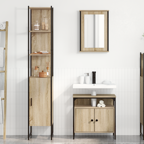vidaXL Bathroom Furniture Set 3 pcs Sonoma oak 33 x 33 x 185.5 cm
