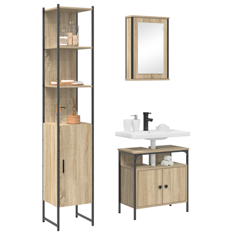 vidaXL Bathroom Furniture Set 3 pcs Sonoma oak 33 x 33 x 185.5 cm