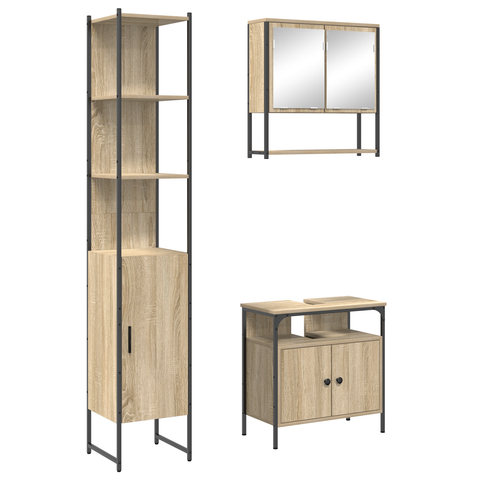 vidaXL Bathroom Furniture Set 3 pcs Sonoma oak 33 x 33 x 185.5 cm