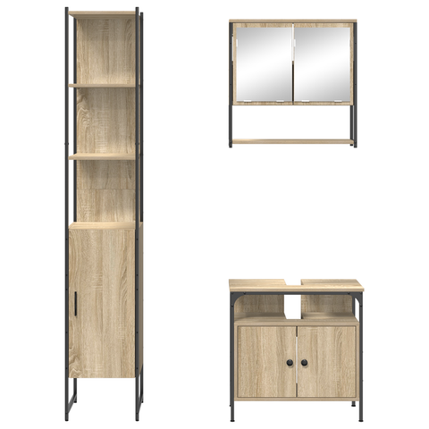 vidaXL Bathroom Furniture Set 3 pcs Sonoma oak 33 x 33 x 185.5 cm