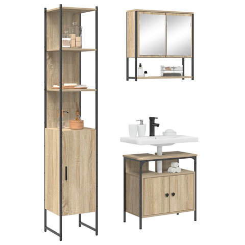 vidaXL Bathroom Furniture Set 3 pcs Sonoma oak 33 x 33 x 185.5 cm