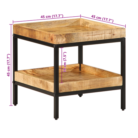 vidaXL Side Table 45x45x45 cm Solid Wood Rough Mango