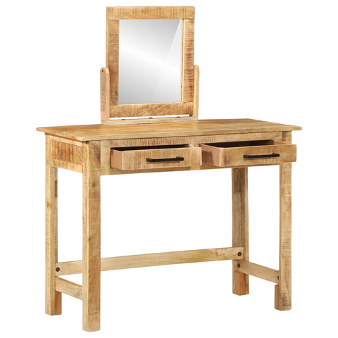 vidaXL Dressing Table with Mirror Solid Wood Rough Mango