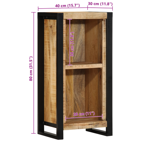 vidaXL Bedside Cabinet 40x30x80 cm Solid Wood Rough Mango