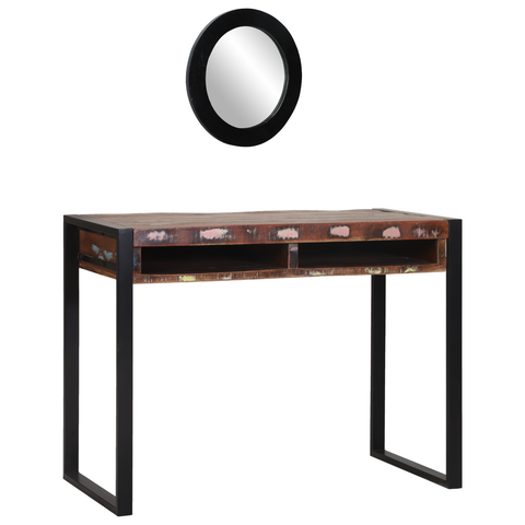 vidaXL Dressing Table with Mirror Multicolour 100x50x75 cm Solid Wood Reclaimed