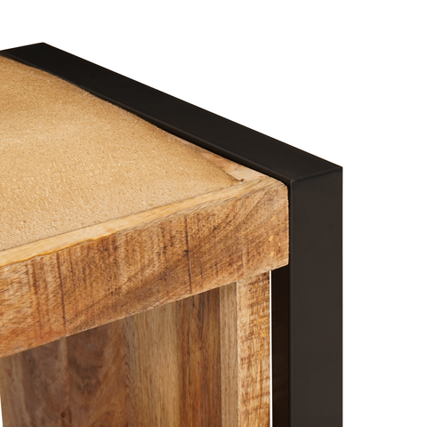 vidaXL Storage Bench with Canvas 80x35x40 cm Solid Rough Wood Mango