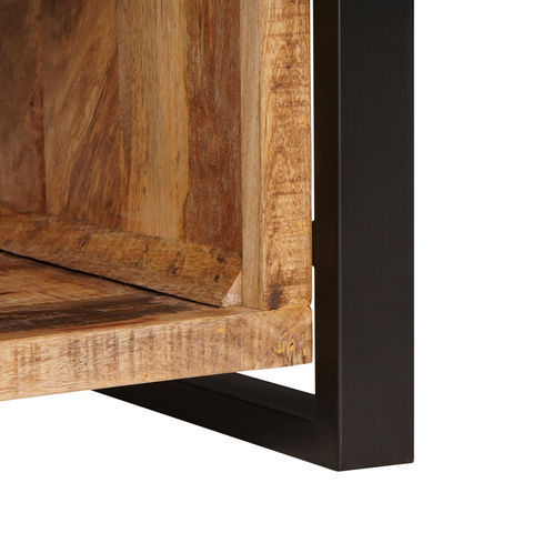 vidaXL Storage Bench with Canvas 80x35x40 cm Solid Rough Wood Mango
