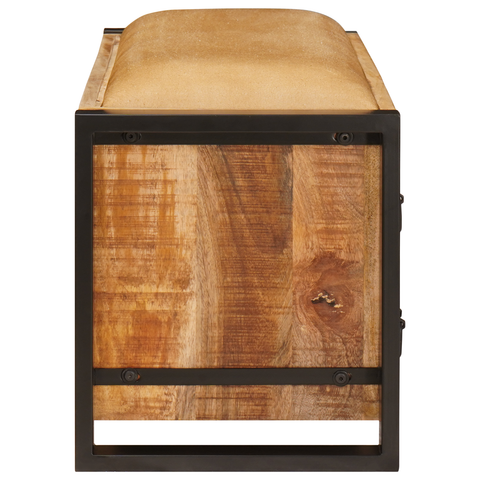 vidaXL Storage Bench with Canvas 80x35x40 cm Solid Rough Wood Mango