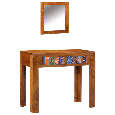 vidaXL Dressing Table with Mirror Honey Brown Solid Wood Acacia
