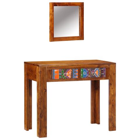vidaXL Dressing Table with Mirror Honey Brown Solid Wood Acacia