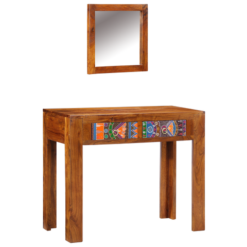 vidaXL Dressing Table with Mirror Honey Brown Solid Wood Acacia