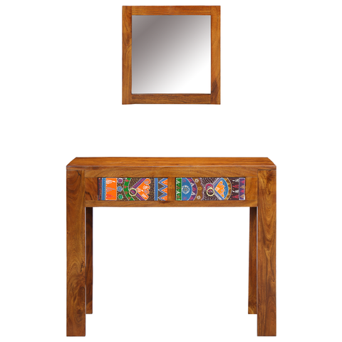 vidaXL Dressing Table with Mirror Honey Brown Solid Wood Acacia