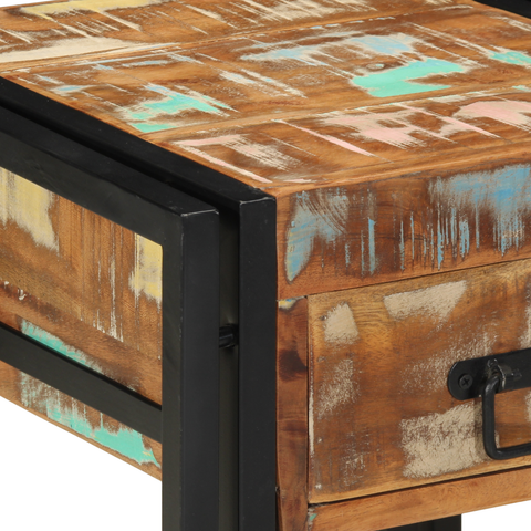 vidaXL End Table with Drawer Black 40x40x50 cm Solid Reclaimed Wood