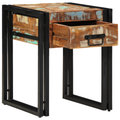 vidaXL End Table with Drawer Black 40x40x50 cm Solid Reclaimed Wood