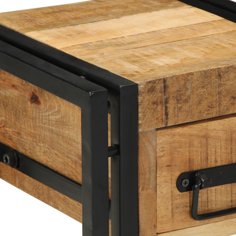 vidaXL End Table with Drawer Black 30x30x40 cm Solid Mango Wood
