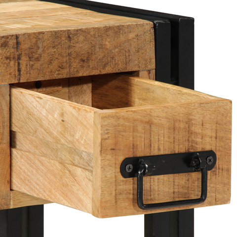 vidaXL End Table with Drawer Black 30x30x40 cm Solid Mango Wood
