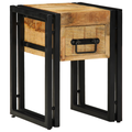 vidaXL End Table with Drawer Black 30x30x40 cm Solid Mango Wood