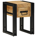 vidaXL End Table with Drawer Black 30x30x40 cm Solid Mango Wood