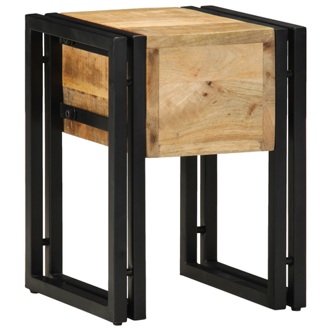 vidaXL End Table with Drawer Black 30x30x40 cm Solid Mango Wood