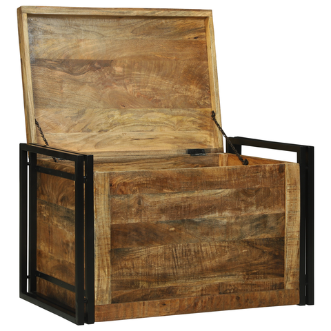 vidaXL Storage Box 80x50x50 cm Solid Rough Wood Mango