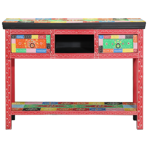 vidaXL Multi-Colored Console Table 100x30x75 cm Made of Solid Mango Wood