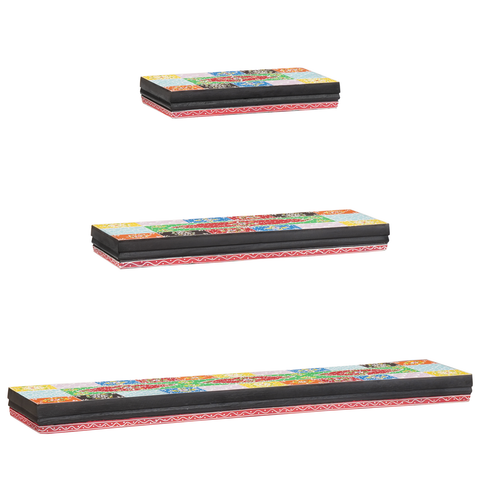 vidaXL 3 Piece Wall Shelf Set 100x20x6 cm Solid Wood Mango