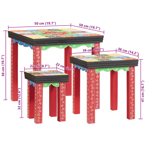 vidaXL Nesting Tables 3 pcs Solid Wood Mango
