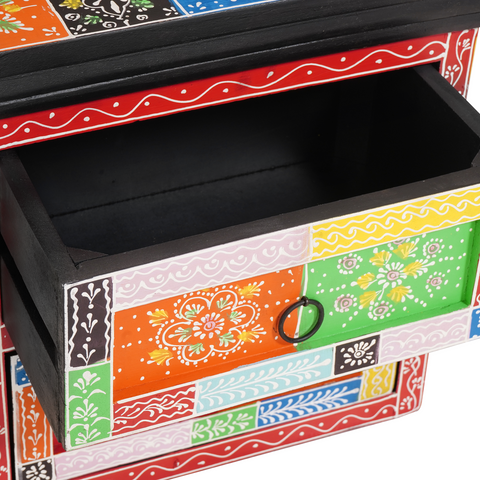 vidaXL Bedside Cabinet Multicoloured Solid Wood with Paint