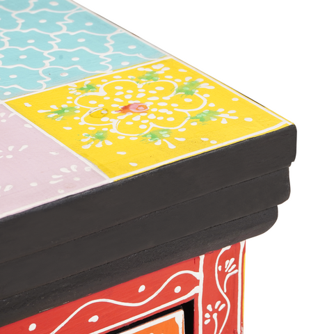 vidaXL Bedside Cabinet Multicoloured Solid Wood with Paint